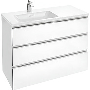 XAC112K-Z-00+EB2045-RA-G1C Комплект Vox раковина столешница 100 см с мебелью (100 см) с 3 выдвижными ящичками, белый бл. лак