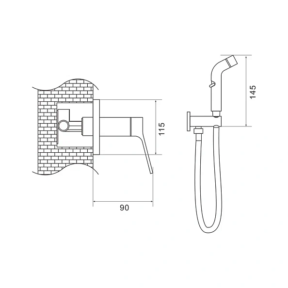 Гигиенический душ со смесителем Shevanik S4305T, оружейная сталь
