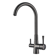 Смеситель для кухни с подключением фильтра Shevanik S428T, оружейная сталь