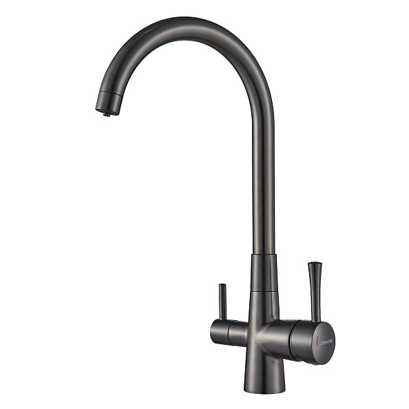 Смеситель для кухни с подключением фильтра Shevanik S428T, оружейная сталь