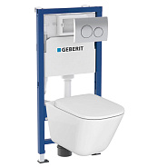 Комплект инсталляция и унитаз подвесной безободковый Geberit Delta The Gap, белый (458.118.21.R2)