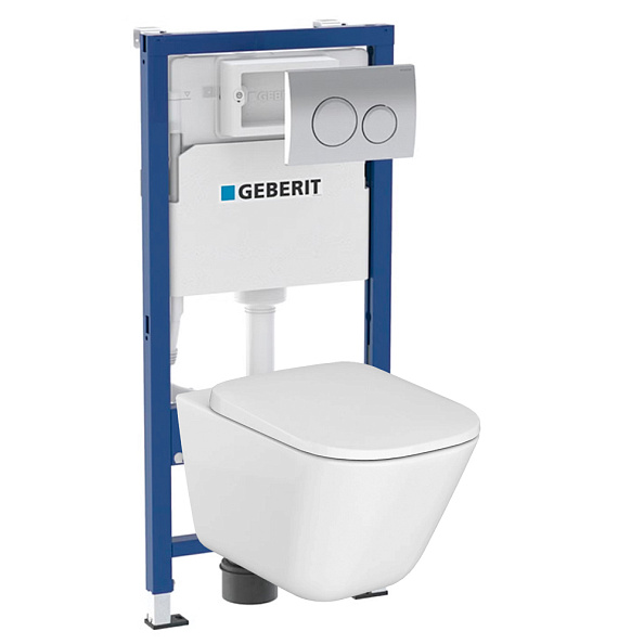 Комплект инсталляция и унитаз подвесной безободковый Geberit Delta The Gap, белый (458.118.21.R2)