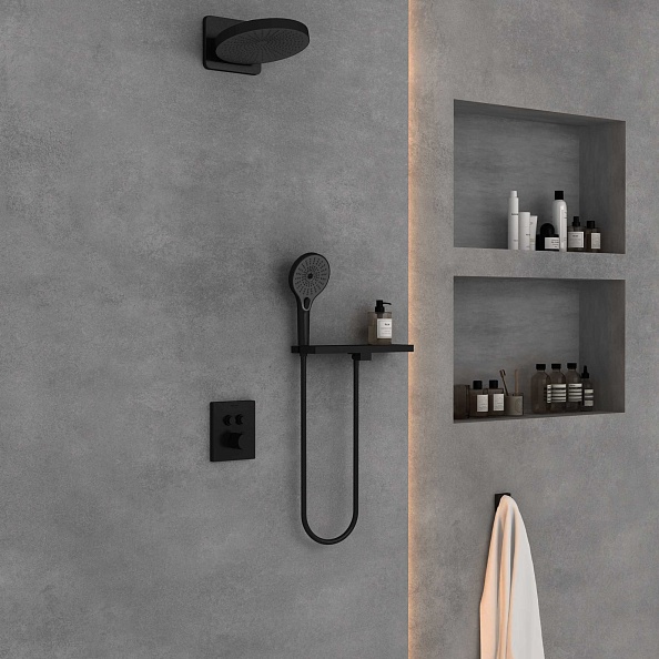 Душевой комплект Vincea Inspire VSFW-3I21T1RMB встраиваемый, термостатический, 2 режима, черный