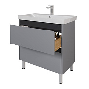 Тумба с раковиной подвесная/напольная Dreja Luxury Plus 80 см, серый базальт