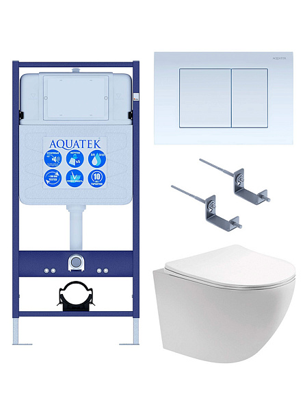 SET AQUATEK ЕВРОПА cm-009 4в1 (рама AQUATEK Standard INS-0000012+крепеж KKI-0000002+клавиша KDI-0000009+унитаз ЕВРОПА AQ1900-00 с тонким сиденьем sc)