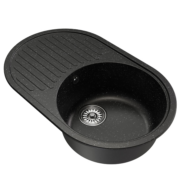 Мойка MIXLINE ML-GM16 овальная с крылом, черная 730*460*180мм (551926)