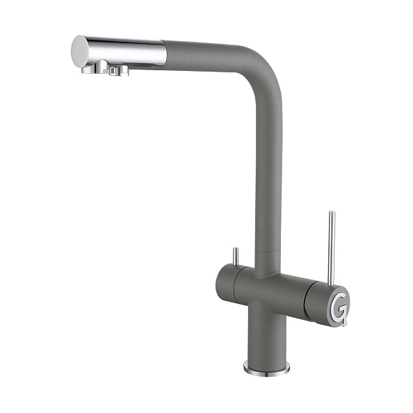 Смеситель для кухни с подключением фильтра Rivelato Lugano 1523513, серый/хром