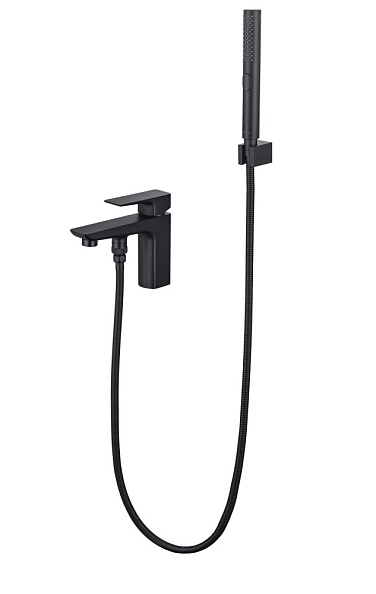 AQ1044MB ВЕГА смеситель врезной на борт ванны на 1 отв., матовый черный