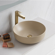 Раковина накладная керамическая BelBagno 410х410 круглая, бежевый матовый (BB1315-H316)