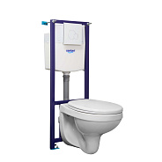 138159S0000B2 Пэк Альфа (подвес. унитаз с сиденьем полипр, инсталляция, белая панель) (НОВИНКА)