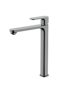 AQ1904BGM АЛЬФА смеситель для раковины высокий 245 без донного клапана, оружейная сталь