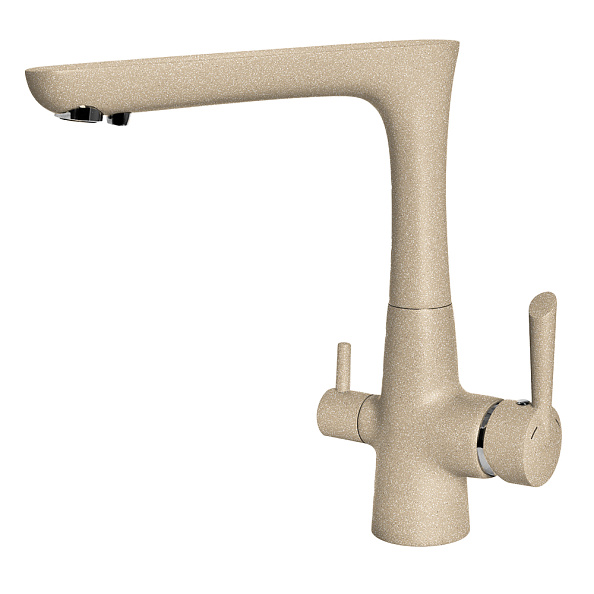 Смеситель для кухни с подключением фильтра GranFest 3223, кашемир