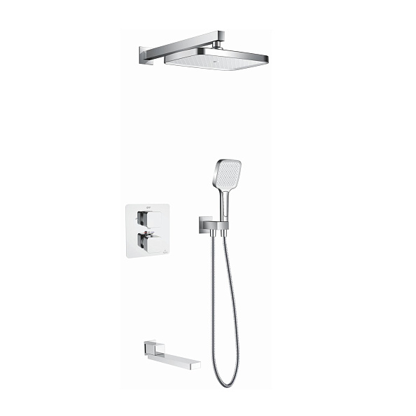 Душевая система с термостатом встраиваемая Rose R1595F, белый/хром