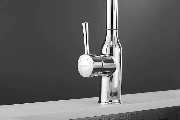 Смеситель для кухни с выдвижным изливом Shevanik S163, хром