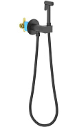 AQ1024MB ОБЕРОН комплект для гигиенического душа встроенный (смеситель c прогрессивным картриджем + гигиеническая лейка + шланг), матовый черный