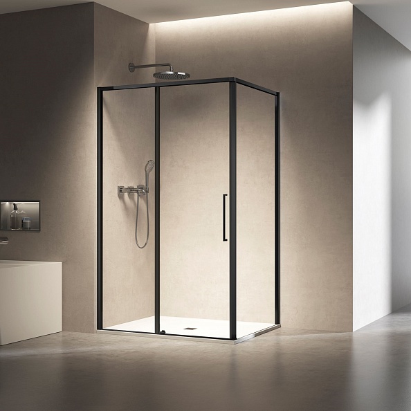 Душевой уголок Vincea Slim 8mm (VSR-6SL8014CLB) 1400х800 мм, черный, стекло прозрачное