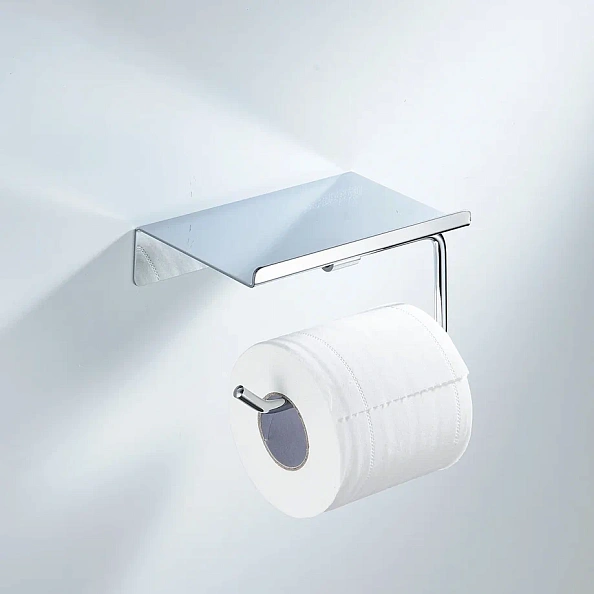 Держатель для туалетной бумаги с полочкой Shevanik SG5705-1, хром