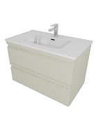 AQ77060-GS Комплект мебели: Тумба 60см ВЕГА с раковиной AQ0460-00, 2 ящика, цвет шалфей зеленый