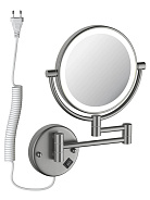 AQ4915BGM зеркало косметическое настенное с подсветкой 5х, оружейная сталь