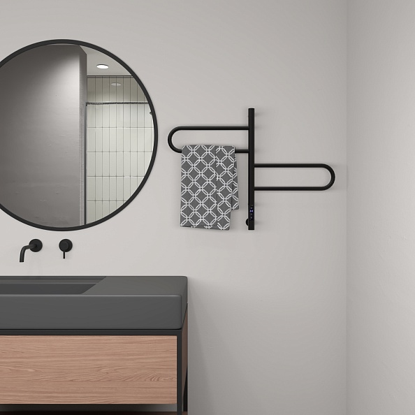 Полотенцесушитель электрический Vincea VTD-1R1CBE 44x60, черный, таймер