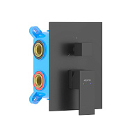 AQ1647MB ЛИБРА смеситель для ванны 3 режима (внешняя и скрытая часть), матовый черный