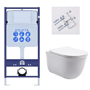 SET AQUATEK КЛАССИК (рама AQUATEK Standard INS-0000012(без клавиши) KKI-0000002 крепления+унитаз КЛАССИК AQ1111-00 с тонким сиденьем soft-close