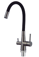 Смеситель ESKO "Coral" для кухни с подключением к фильтру, корпус графит,излив черный (CL03GMB)
