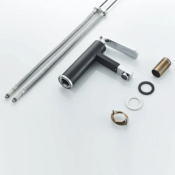 Смеситель для раковины с поворотным носиком Shevanik S6601H, черный/хром