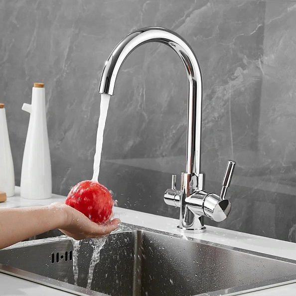 Смеситель для кухни с подключением фильтра Shevanik S168, хром