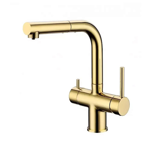 Смеситель для кухни с выдвижным изливом Grocenberg GB4097GO, золото