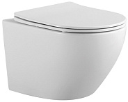 AQ1901-00 ЕВРОПА Унитаз подвесной безободковый 525*360*320мм, тонкое сиденье с механизмом плавного закрывания, крепеж