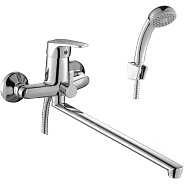 D40-32 Смеситель одноручный (40 мм) для ванны, с плоским изливом 350 мм, дивертор с керамическими пл