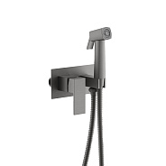 Смеситель с гигиенической лейкой оружейная сталь (B55808-3)