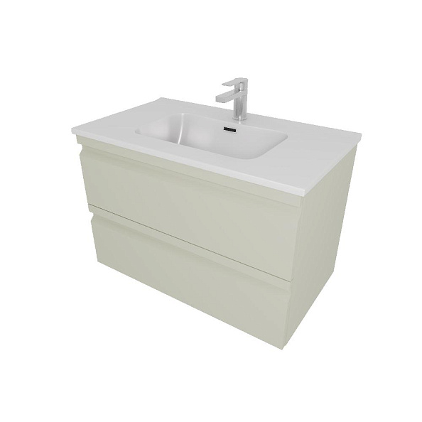 AQ77080-GS Комплект мебели: Тумба 80см ВЕГА с раковиной AQ0480-00, 2 ящика, цвет шалфей зеленый