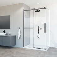 Душевой уголок Vincea Como Soft (VSR-1CS1012CLGM) 1200х1000 мм, вороненая сталь, стекло прозрачное