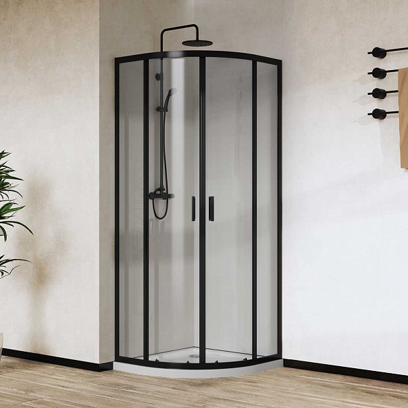 Душевой уголок Vincea City (VSQ-5CT900CLB) 900х900 мм, черный матовый, стекло прозрачное