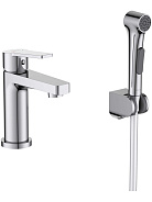 AQ1712CR ЛУГАНО смеситель для раковины 106 с гигиеническим ручным душем