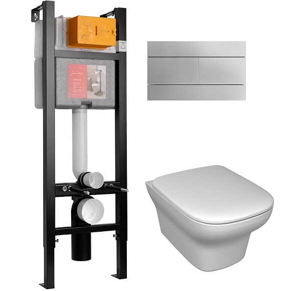 Комплект унитаз с инсталляцией, кнопкой и сиденьем микролифт Jacob Delafon Vox (E21770RU-0)