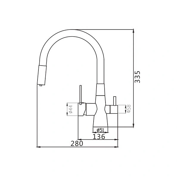 Смеситель для кухни с гибким изливом и подключением фильтра Shevanik S668, хром/серый