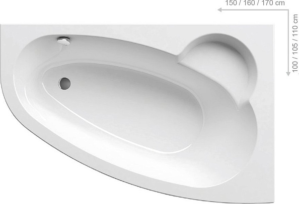 Ванна акриловая Ravak Asymmetric 160x105 P C471000000 (правая)