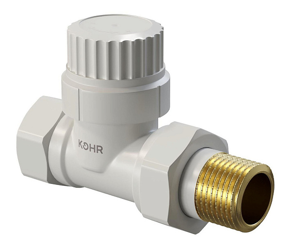 Вентиль термостатический Kohr 1/2" прямой, белый (KTS 0012W)