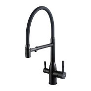 Смеситель для кухни с гибким изливом и подключением фильтра FRAP F4398-6, черный