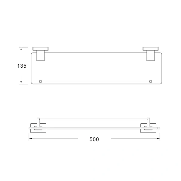 Полка стеклянная Shevanik SG5619, хром