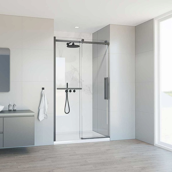 Душевая дверь Vincea Como Soft (VDS-1CS110CLGM) 1100х1950 мм, вороненая сталь, стекло прозрачное