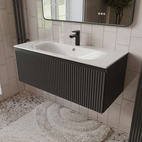 Тумба с раковиной подвесная (100см) Terminus Sicilia SIC101001701601O, графит