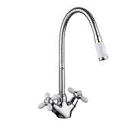 Смеситель для кухни с гибким изливом FRUD R43127-7, хром/белый
