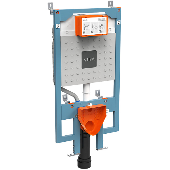 768-5800-01 Vitra V8 Cистема инсталляции для унитазов, 3/6 л, глубина установки 9–12 см. Все крепежи в комплекте (к стене и к полу)