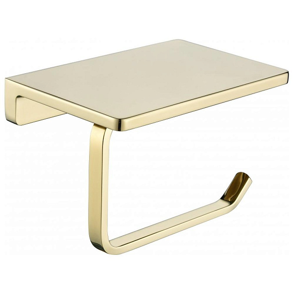 Держатель для туалетной бумаги с полочкой Grocenberg AC0027GO, золото