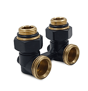 Угловой Н-образный клапан Primoclima Armature для нижнего подключения 3/4"х1/2", черный матовый