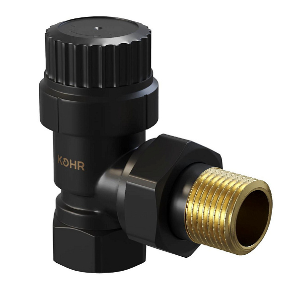 Вентиль термостатический Kohr 1/2" угловой, черный (KTC 0012B)